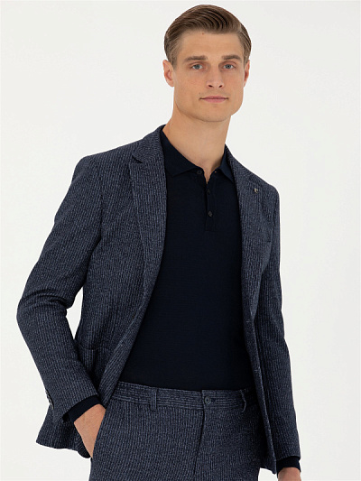 Пиджак в микрополоску с накладными карманами - G051SZ0020SIED/C Пиджак муж. (VR033, 48, 6)