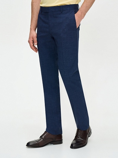 Брюки из шерсти с добавлением льна зауженные - G051SZ0030ZOLA/P Брюки муж. (VR033, 46, 6)