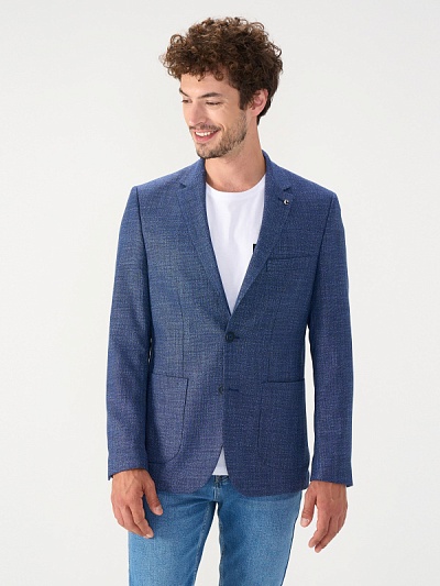 Пиджак на двух пуговицах с накладными карманами - G051SZ0020JUNIN-RU Пиджак муж. (VR033, 46, 6)