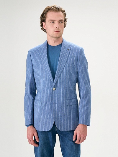 Пиджак в полоску из шерсти и хлопка с добавлением шелка - 