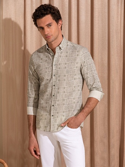 Рубашка с узором приталенная - G051SZ0040PAUL Сорочка муж. (VR027, 2XL)