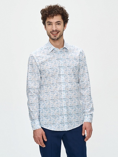 Рубашка с принтом приталенная - G051SZ0040BALD Y22 Сорочка муж. (VR013, S)