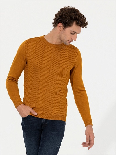 Джемпер трикотажный с рельефным узором - G051SZ0TK0LELADU Кофта муж. (VR044, S)