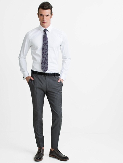 Рубашка классическая под смокинг из хлопка приталенная - G051SZ0040GOSPROD Сорочка муж. (VR013, 40)