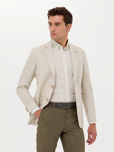 Пиджак из смеси шерсти и хлопка с добавлением шелка - G051SZ0020BERLIN/C Пиджак муж. (VR019, 46, 6)