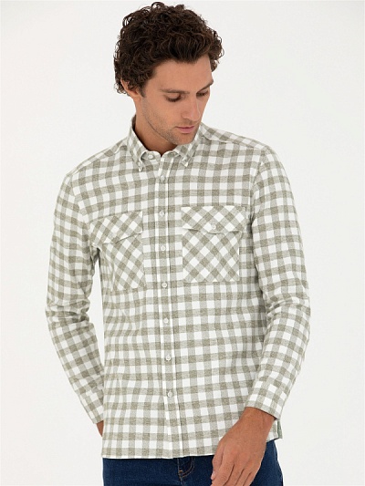 Рубашка в клетку с карманами прямая - G051SZ0040TAMINA Сорочка муж. (VR027, L)