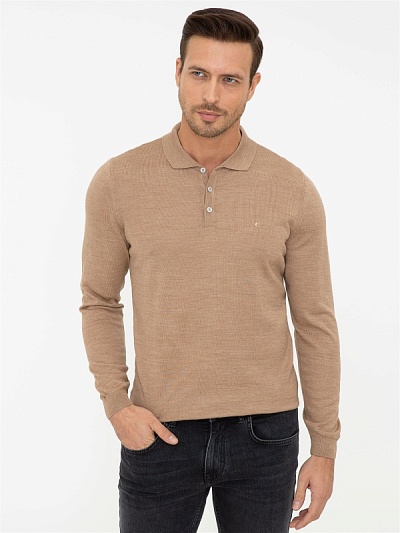 Поло с длинным рукавом из смесовой шерсти - G051SZ0TK0ELIP Кофта муж. (VR015, XL)
