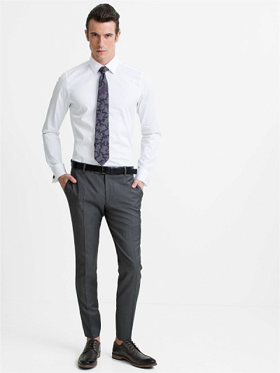 Рубашка классическая под запонки приталенная - G051SZ0040GOSPROD Сорочка муж. (VR013, 39)