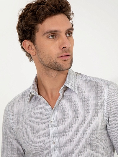 Рубашка с узором приталенная - G051SZ0040ROTON Сорочка муж. (VR027, S)