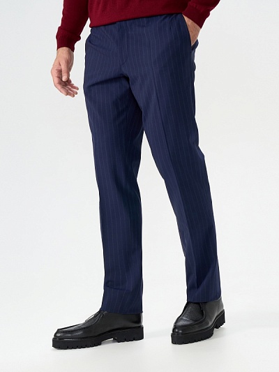 Брюки в полоску из шерсти зауженные - G051SZ0030EMANY/P Брюки муж. (VR033, 46, 6)