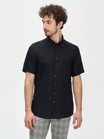 Рубашка с коротким рукавом льняная приталенная - G051GL0040LUZON KISA Сорочка муж. (VR046, 40)