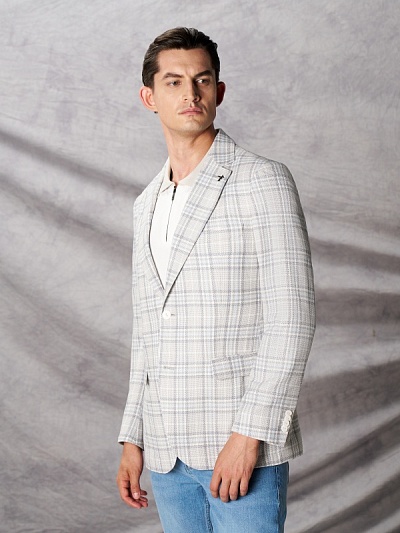 Пиджак в клетку из смесовой шерсти - G051SZ0020MONTIE Пиджак муж. (VR013, 48, 6)