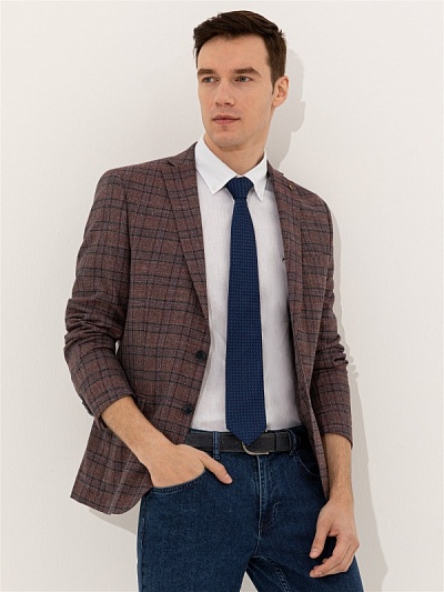 Пиджак в клетку из смесовой шерсти - G051GL0020CARLO Пиджак муж. (VR014, 48, 6)