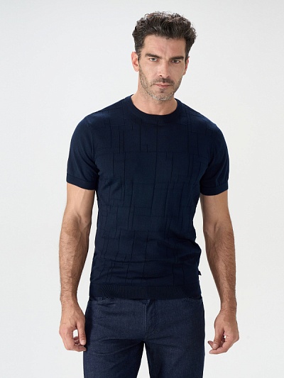 Футболка трикотажная с рельефным узором - G051SZ0TK0TONIO Кофта муж. (VR033, 2XL)