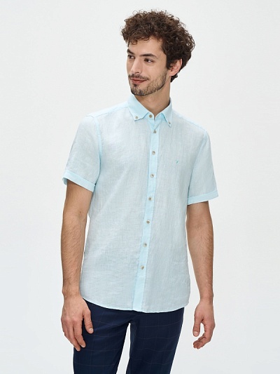 Рубашка с коротким рукавом льняная приталенная - G051GL0040LUZON KISA Сорочка муж. (VR048, M)