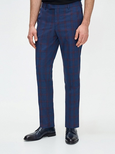 Брюки в клетку из шерсти зауженные - G051SZ0030BURY/P Брюки муж. (VR033, 46, 6)