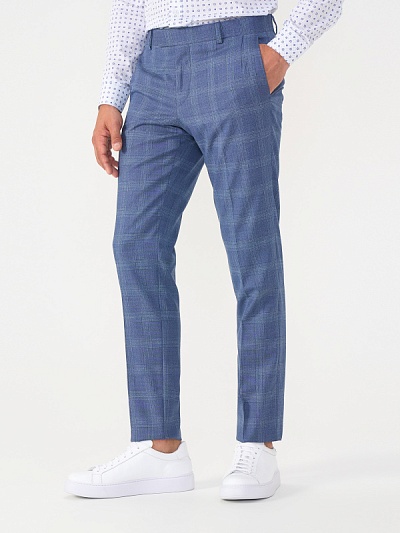 Брюки в клетку из шерсти зауженные - G051SZ0030CHARLES/P Брюки муж. (VR036, 46, 6)