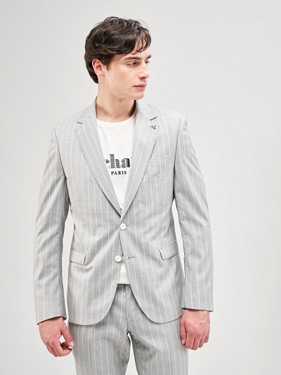 Пиджак в полоску из шерсти - G051SZ0020ELANIRU_C Пиджак муж. (VR001, 46, 6)