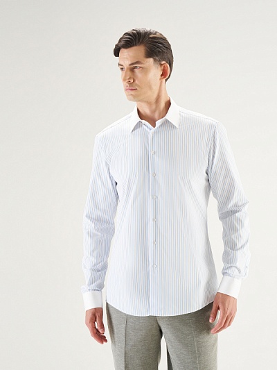 Рубашка в полоску приталенная - G051SZ0040LAKE R Сорочка муж. (VR036, 3XL)