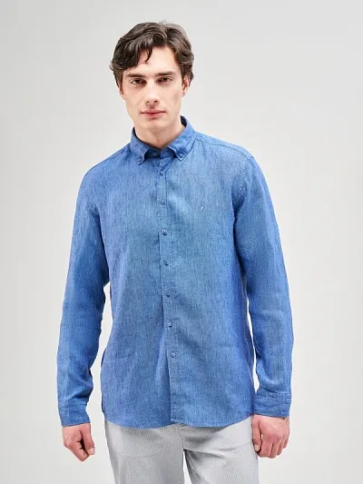 Рубашка из льна приталенная - G051SZ0040CAHAREXC Сорочка муж. (VR073, XL)