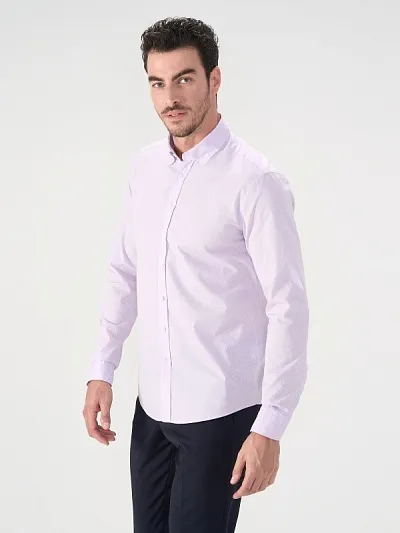 Рубашка из хлопка с узором приталенная - G051SZ0040BALI Сорочка муж. (VR034, 40)