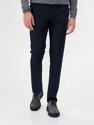 Брюки в полоску из смесовой шерсти зауженные - G051SZ0030LEVISRU/P Брюки муж. (VR033, 46, 6)