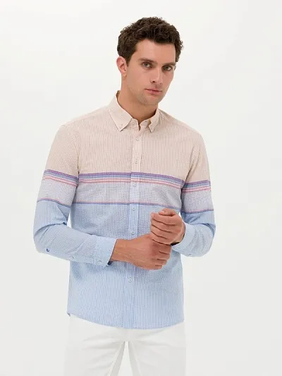 Рубашка из хлопка в полоску приталенная - G051SZ0040CARTER Сорочка муж. (VR036, L)