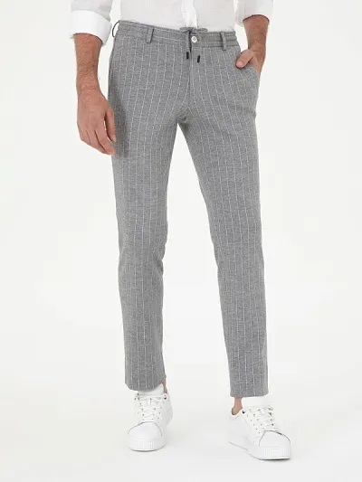 Брюки в полоску на кулиске из смеси шерсти и хлопка зауженные - G051SZ0030EXCL_ALFRED/P Брюки муж. (VR001, 46, 6)