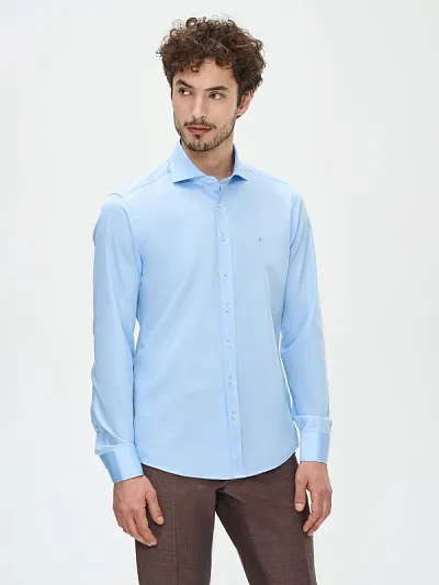 Рубашка классическая из хлопка приталенная - G051SZ0040GOSHAİ Сорочка муж. (VR036, 38)