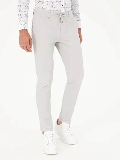 Брюки из хлопка на кулиске зауженные - G051SZ0780RABI Брюки муж. (VR001, 31, 32)