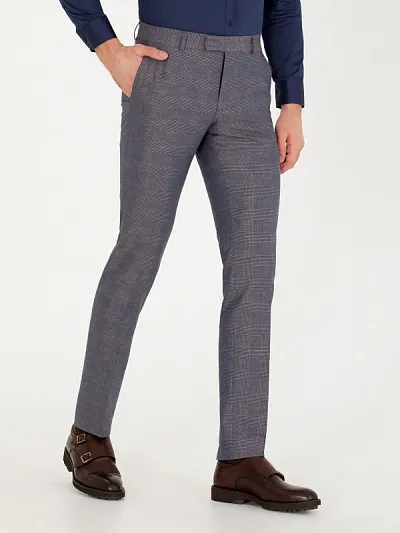 Брюки в клетку из смеси льна и хлопка зауженные - G051SZ0030VALLENCIA/P Брюки муж. (VR033, 46, 6)