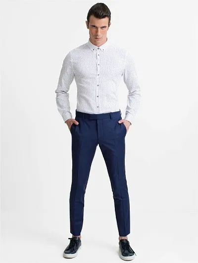 Брюки классические из смесовой шерсти зауженные - G051SZ0030TEMARE/P Брюки муж. (VR028, 46, 6)