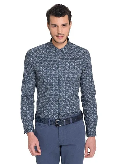 Рубашка из хлопка с узором приталенная - G051SZ004PENNEUNAGİ Сорочка муж. (VR102, 38)
