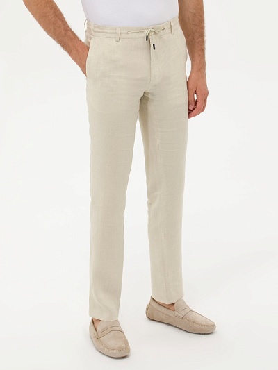 Брюки классические из льна зауженные - G051SZ0030OLIA/P Брюки муж. (VR011, 52, 6)