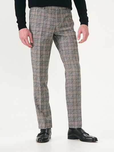 Брюки в клетку из шерсти зауженные - G051SZ0030EXCL EMARA/P Брюки муж. (VR046, 58, 6)