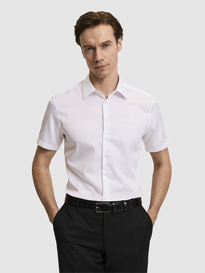 Рубашка с коротким рукавом из хлопка приталенная - G051SZ0040AGE_R Сорочка муж. (VR013, 40)