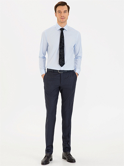 Брюки классические шерстяные в полоску зауженные - G051SZ0030RASEI/P Брюки муж. (VR028, 56, 6)
