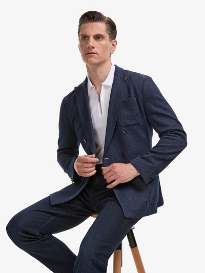 Пиджак двубортный из смесиового материала, с добвленинм льна - G051SZ0020NOBLE Пиджак муж. (VR033, 50, 6)