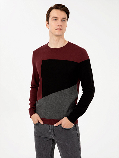 Джемпер трикотажный с абстракцией - G051SZ0TK0TARBES Кофта муж. (VR030, S)