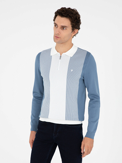 Поло с длинным рукавом на молнии - G051SZ0TK0BUJE Кофта муж. (VR036, XL)
