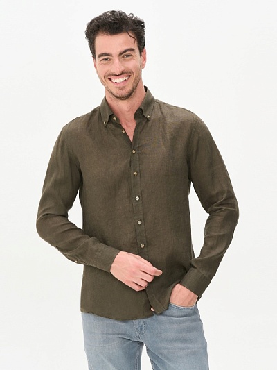 Рубашка льняная приталенная - G051GL0040LUZON Сорочка муж. (VR027, 42)