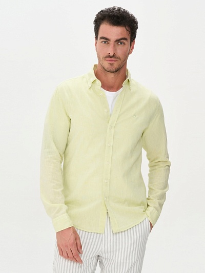 Рубашка с добавлением льна приталенная - G051SZ0040CAHAR Сорочка муж. (VR087, S)