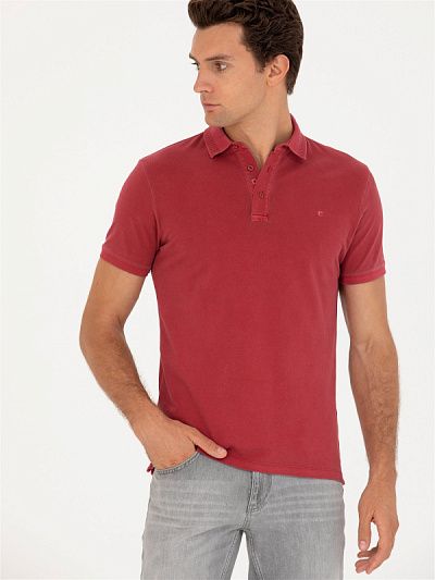 Футболка-поло с вышивкой на воротнике - G051SZ0110CASPIAN Футболка муж. (VR030, XL)