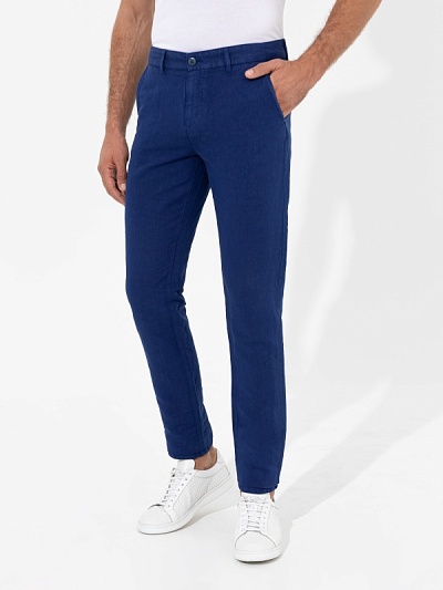 Брюки из смеси льна и хлопка зауженные - G051SZ0780SAINZ Брюки муж. (VR033, 33, 34)