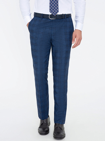 Брюки в клетку с добавлением шерсти зауженные - G051SZ0030ACWEL/P Брюки муж. (VR028, 54, 6)