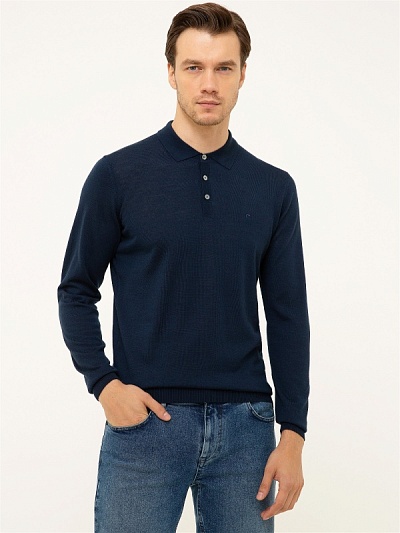 Поло с длинным рукавом из смесовой шерсти - G051SZ0TK0ELIP Кофта муж. (VR033, XS)