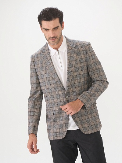 Пиджак в клетку из шерсти - G051SZ0020EXCL EMARA/C Пиджак муж. (VR046, 56, 6)